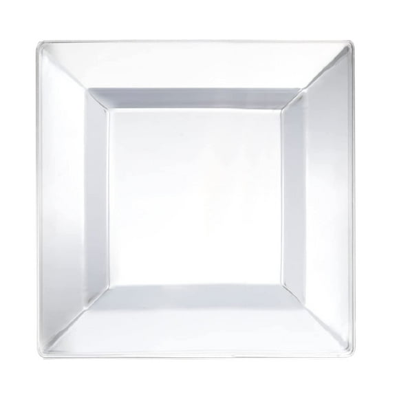 Party Essentials Party Supplies Disposable Classic Square Plastic Plates For Wedding/All Occasions, 6.5", 70-Count, Clear