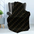 thumbnail image 3 of Ambesonne Art Deco Fleece Throw Blanket Black Simple Vintage Motif 50"x60" Black and Sand Brown, 3 of 5