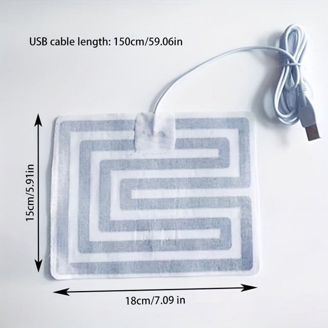 MesaSe 1pc Graphene USB Heater Pad 5.91x7.09inch Low Voltage 5V (8W) Electric Heating Element Multipurpose Heat Pack with 59.06inch USB Cable for Waist Thermal Box Mouse Pad Foot