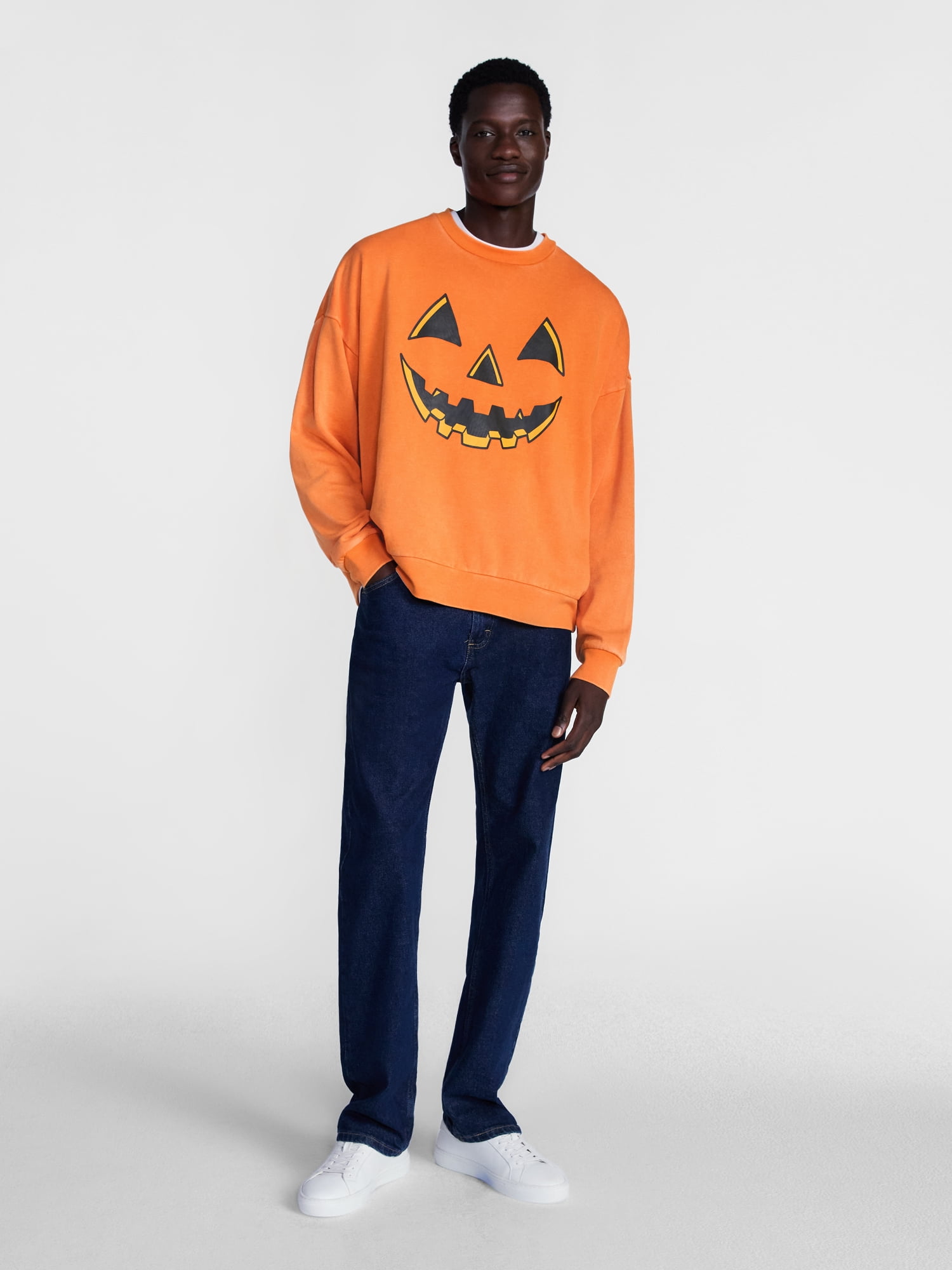 Men's Halloween Jacko Smile Graphic Long Sleeve Sweatshirt from Way to Celebrate, Sizes XS-5XB