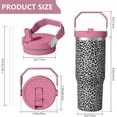 thumbnail image 4 of 30oz Handheld Travel Tumbler with Handle – Double Wall Stainless Steel Insulated Cup, Flip Straw Lid, Leak-Proof & BPA-Free for Hot and Cold Drinks – Durable Coffee & Juice Mug Pink, 4 of 7