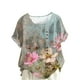 thumbnail image 4 of Vestidos Casuales Para Mujer, Blusas De Mujer De Moda Blusa tipo túnica informal de lino con estampado de peces y botones de manga corta para mujer, 4 of 4