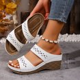 thumbnail image 3 of Slides for Women Bohemian Hollow out Orthopedic Walking Sandals Summer Casual Slip on Platform Wedges White Size 8.5, 3 of 7