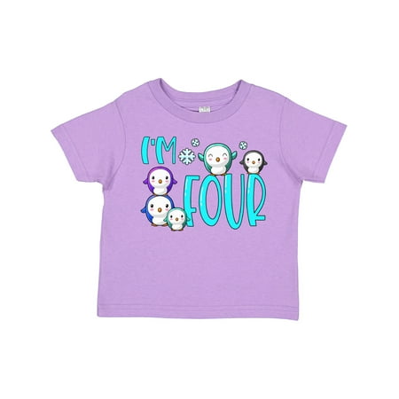 

Inktastic I m 4 Cute Penguin Birthday Party Gift Toddler Boy or Toddler Girl T-Shirt