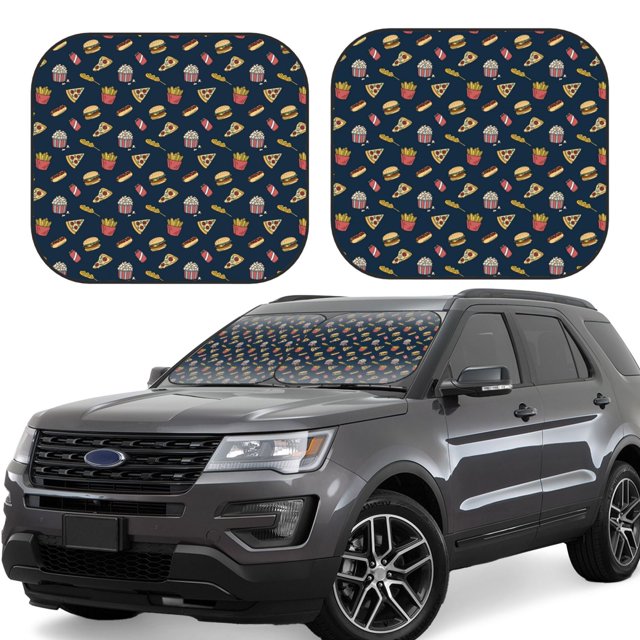 Wukai Fast Food Car Front Windshield Sun Shade,Sun Visor Shield Block Automotive Interior Protector Blocks UV Rays-Large