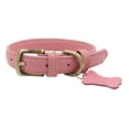 thumbnail image 2 of Flmtop Animaux de Compagnie Chien Chiot Réglable en Similicuir Tags Collier Collier Doux Sangle de Cou Rose, 2 of 9