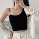 thumbnail image 5 of Camiseta sin mangas corta para mujer, camiseta sin mangas con tirantes, ajustada, irregular, sin costuras, a la moda, para Fitness diario, color negro, 5 of 5