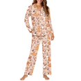 thumbnail image 4 of DISNIMO Corgi Paw Printed 2 Piece Women's Pajama Sets Long Sleeve Sleepwear Button Down Lounge Nightwear with Long Pajama Pants Comfy V Neck Loungewear with Pockets, M, 4 of 7