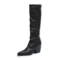 thumbnail image 6 of Mostsola Knee High Boots Women Slouchy Square Toe Heel Mid Calf Boots Pull on Fall Boots, 6 of 8