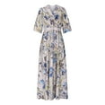 thumbnail image 5 of Njagoc3 Womens V - Neck Floral Maxi Dress, Elegant Long Sleeve, Summer Formal Event & Wedding Guest Dress, 5 of 6