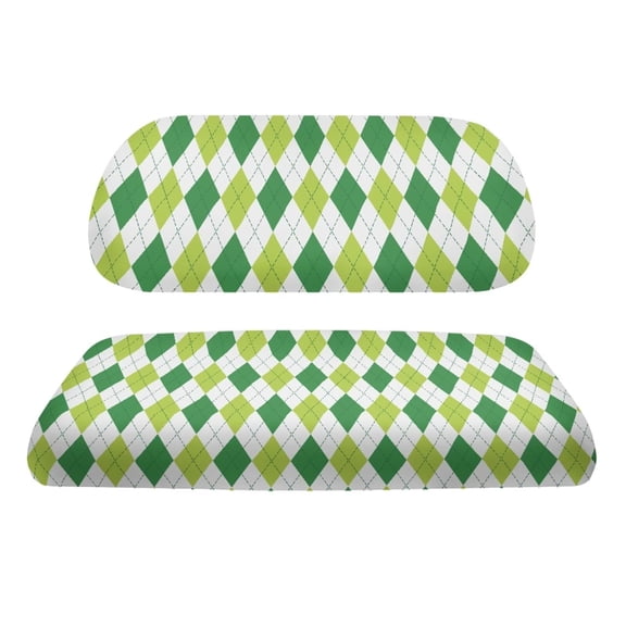 chaqlin Multi-Purpose 2-Piece Universal Seat Covers, Green Diamond Golf Cart Towel Seat Protector Fit for Most 2 Seat Club Cars Easy to Install & Clean