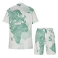 thumbnail image 4 of BiZtdJrK 2 Piece Outfits for Men Summer Big and Tall Shirts Matching Casual Drawstring Shorts with Pockets Tracksuits Fashion Map Print Jogger Sport Sets White 4XL, 4 of 5