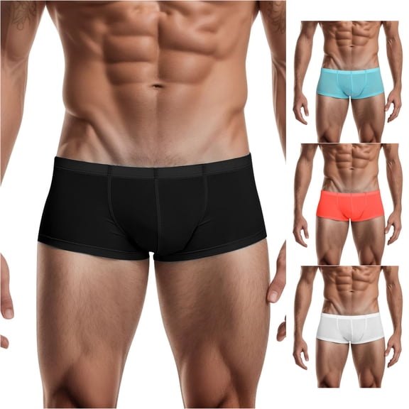 Uikmnh Men Breathable Underpants Solid Pouch Shorts Lightweight Blend Everyday Underwear