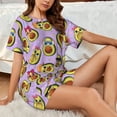 thumbnail image 4 of Vsdghe Cartoon Avocados Pattern Women's Pajama Set,Short Sleeve Sleepwear 2 Piece Pjs Lounge Sleepwear Sets-XX-Large, 4 of 6