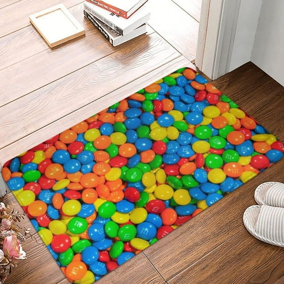 M&m Anti-Slip Rug Kitchen Bedroom Bath Mat Door Mat Welcome Doormats for Indoor Home Kitchen Bathroom 24×16 Inches