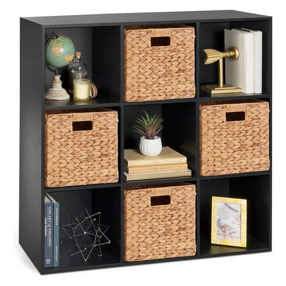 HYYOP 9-Cube Storage Organizer, 11in Shelf Opening, Bookcase, Display Shelf, Customizable w/ 3 Removable Back Panels - Black