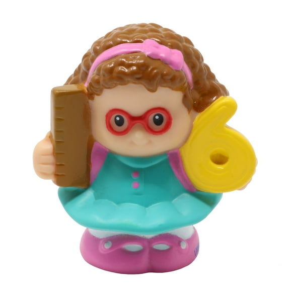 Replacement Part for Fisher-Price Little People Time to Learn Preschool Playset K0105 - Little Girl Maggie Figure Wearing Glasses - Holding a ruler and a yellow number 6 Six