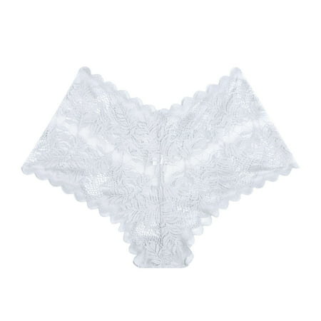 Ladies Underwear in Clearance Women Sexy Lace Underwear Lingerie Thongs Panties Ladies Underwear Underpants White 5Xl