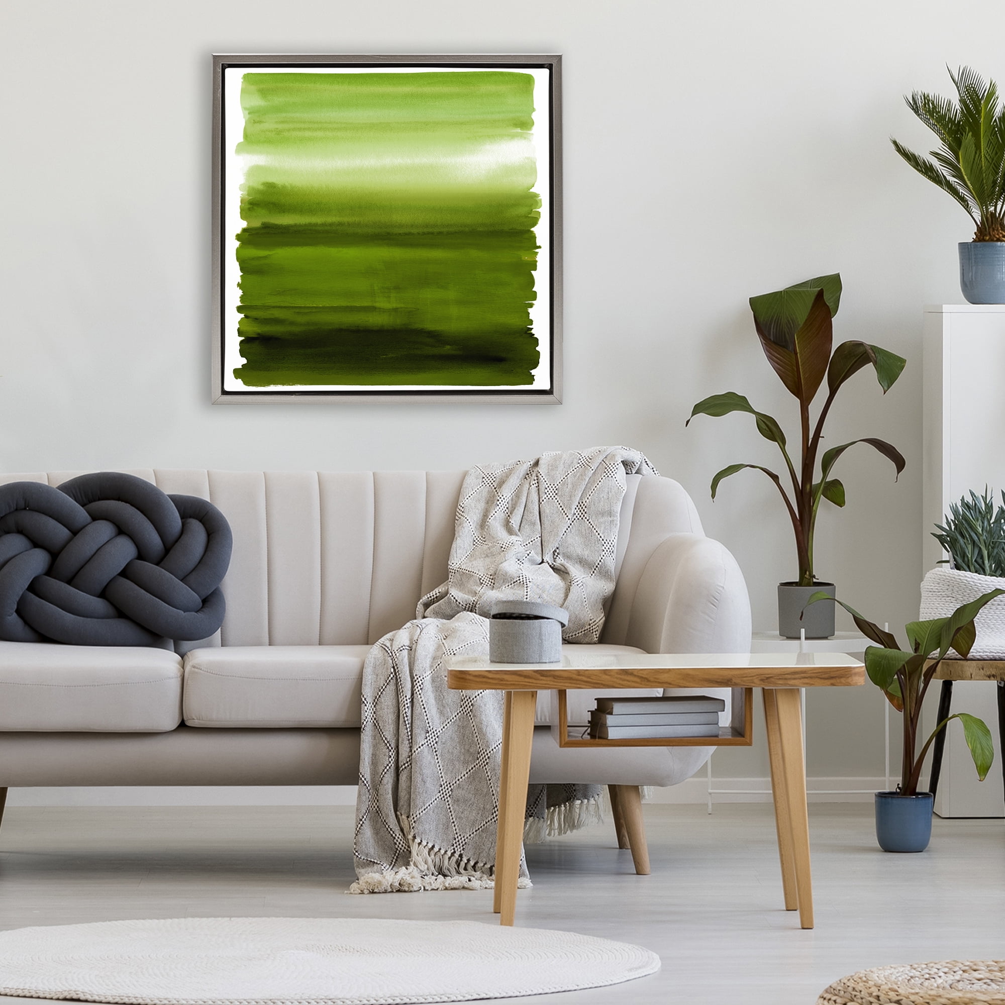 Stupell Industries Earthy Green Ombre Gray Framed Floater Canvas Wall Art, design by Allie Corbin