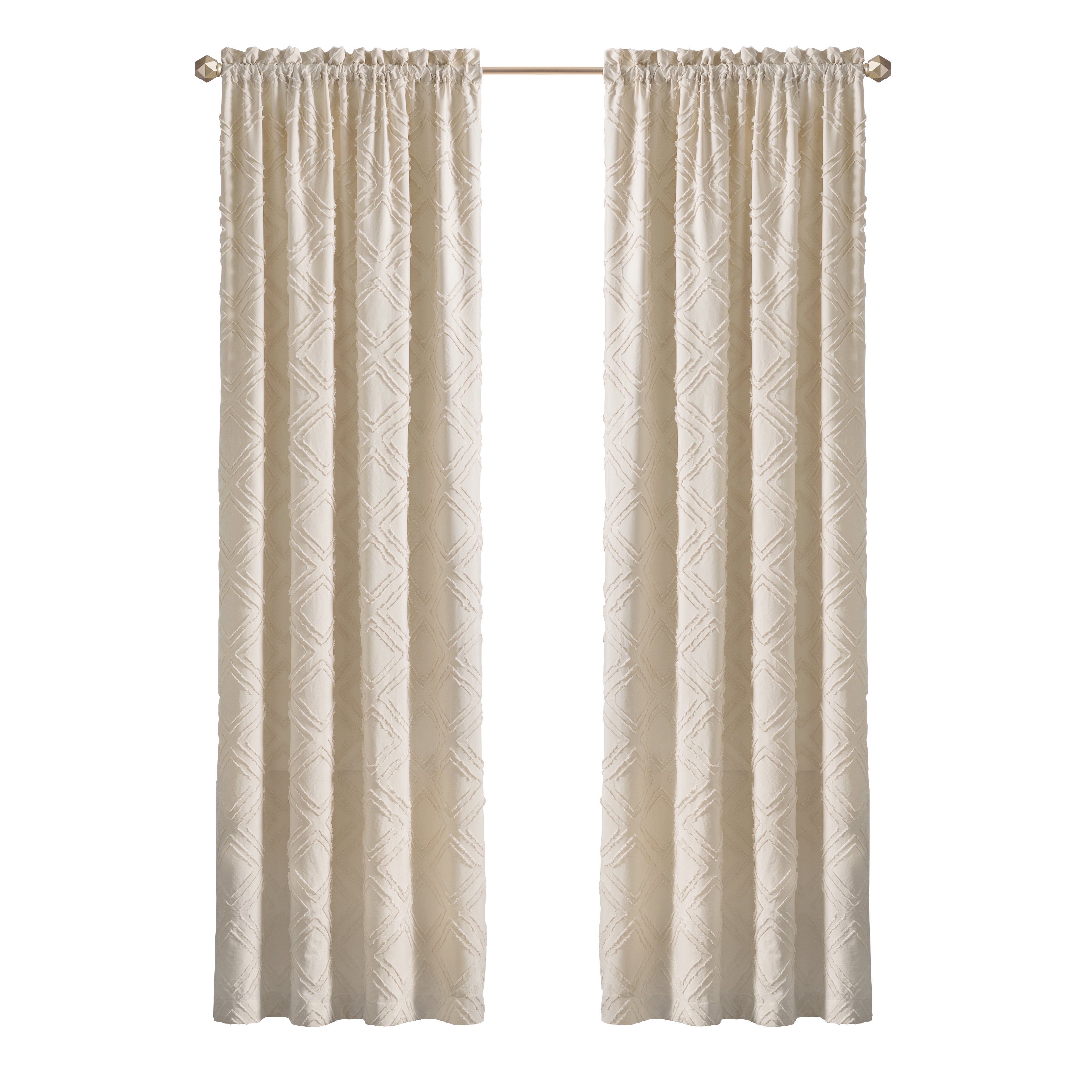 Achim Blake Geometric Diamond Rod Pocket Light Filtering Curtain Panel, Tan, 42" x 84"