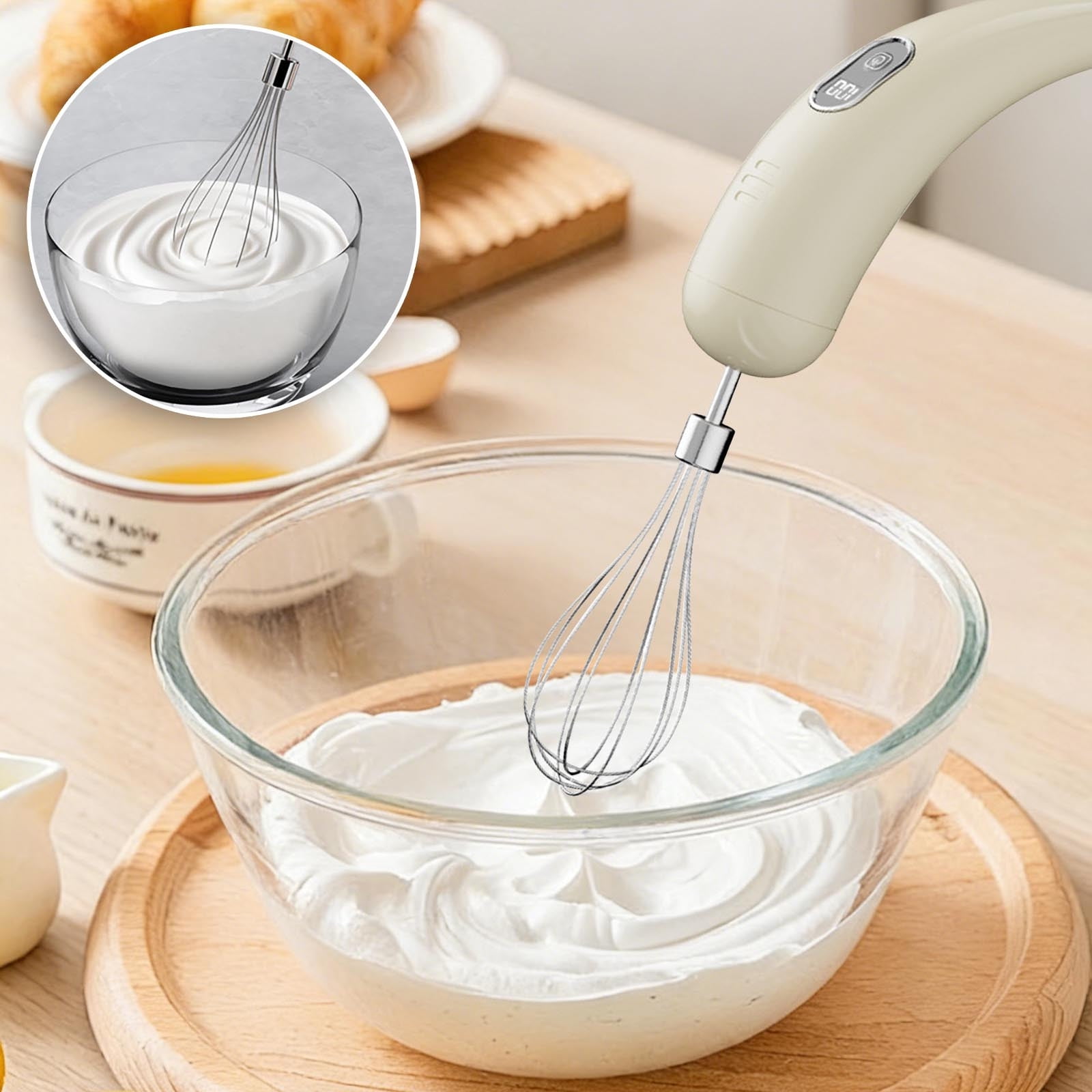 Specollect 4 Pcs Wireless Hand Mixer, Rechargeable Portable Egg Beater for Baking, for Cake Cream Eggs Batter Kitchen Cooking