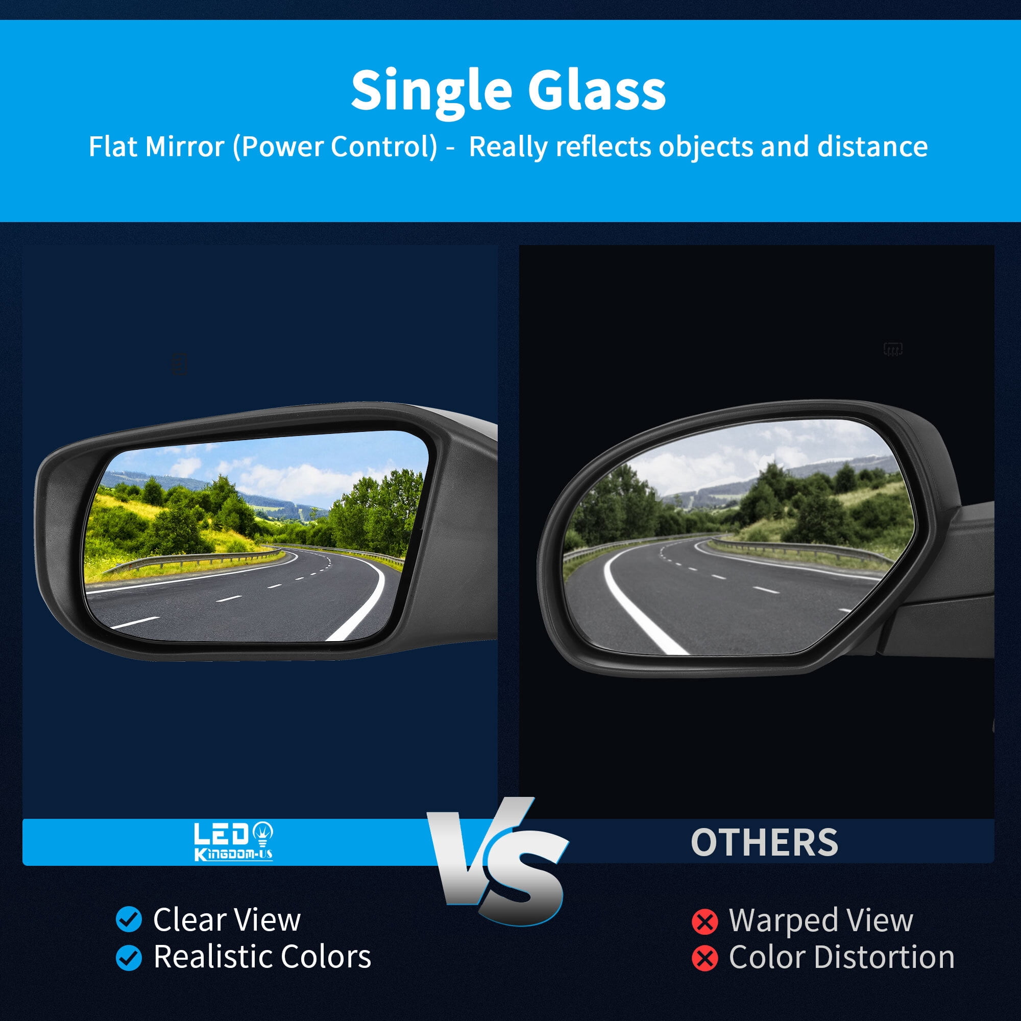 LEDKINGDOMUS  Repl Power Side Mirror Driver Left for 2014-2018 Nissan Altima & 2013 Altima Sedan (Sedan Only), Adjustable Manual Glass OEM-Style Plug Play Install