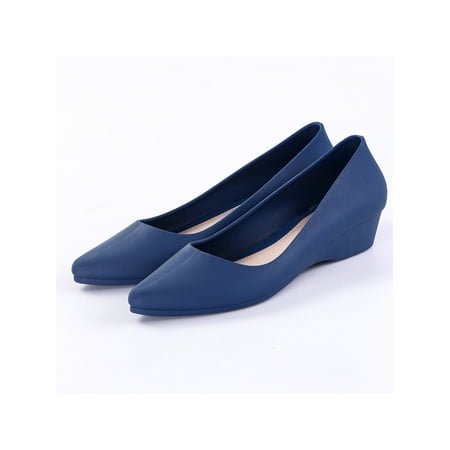

Bellella Women Waterproof Loafers Slip On Work Loafer Pointed Toe Casual Shoes Non Walking Shoe Office Daily Flats Blue 6