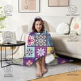 thumbnail image 4 of Wearable Blanket,Multicolor Ethnic Geometric Patchwork Pattern Hooded Wearable Sherpa Blanket for Adults & Teens,Winter Poncho Shawl Wrap Cape Thick Warm,60"x80", 4 of 5