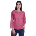 thumbnail image 1 of Moomaya Haut à Manches Longues Imprimé avec Patte de Boutonnage, Col Rond, Tunique d'Été Décontractée pour Femme, 1 of 5