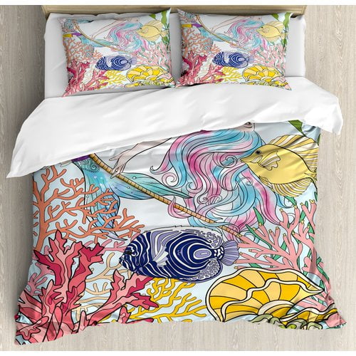 Ambesonne Mermaid Duvet Cover Set Walmart Com