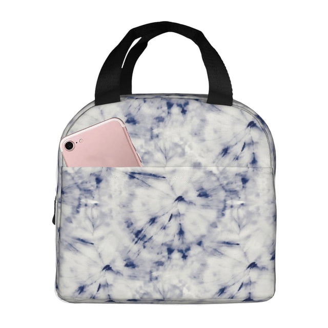 Easygdp Indigo Tie Dye Bolsa Térmica Premium - Tela Oxford Impermeable, Gran Capacidad, Bolsillo Frontal, Unisex para Trabajo, Escuela, Actividades al Aire Libre y Picnics