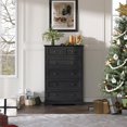 thumbnail image 3 of Farmhouse 6 Drawers Dresser Chests for Bedroom, Tall Retro Black 6 Chest of Drawers, Wood Dressers Organizer for Closet, Modern Storage Organizer Cabinet for Bedroom,Living Room,Hallway & Entryway, 3 of 13