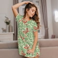 thumbnail image 3 of Rateoe leaves bows Print Women’s Nightdress – Cozy Cotton Short-sleeved Sleep Shirt, Loose-Fit Sleepwear, Perfect for Relaxing and Sleeping, 3 of 6