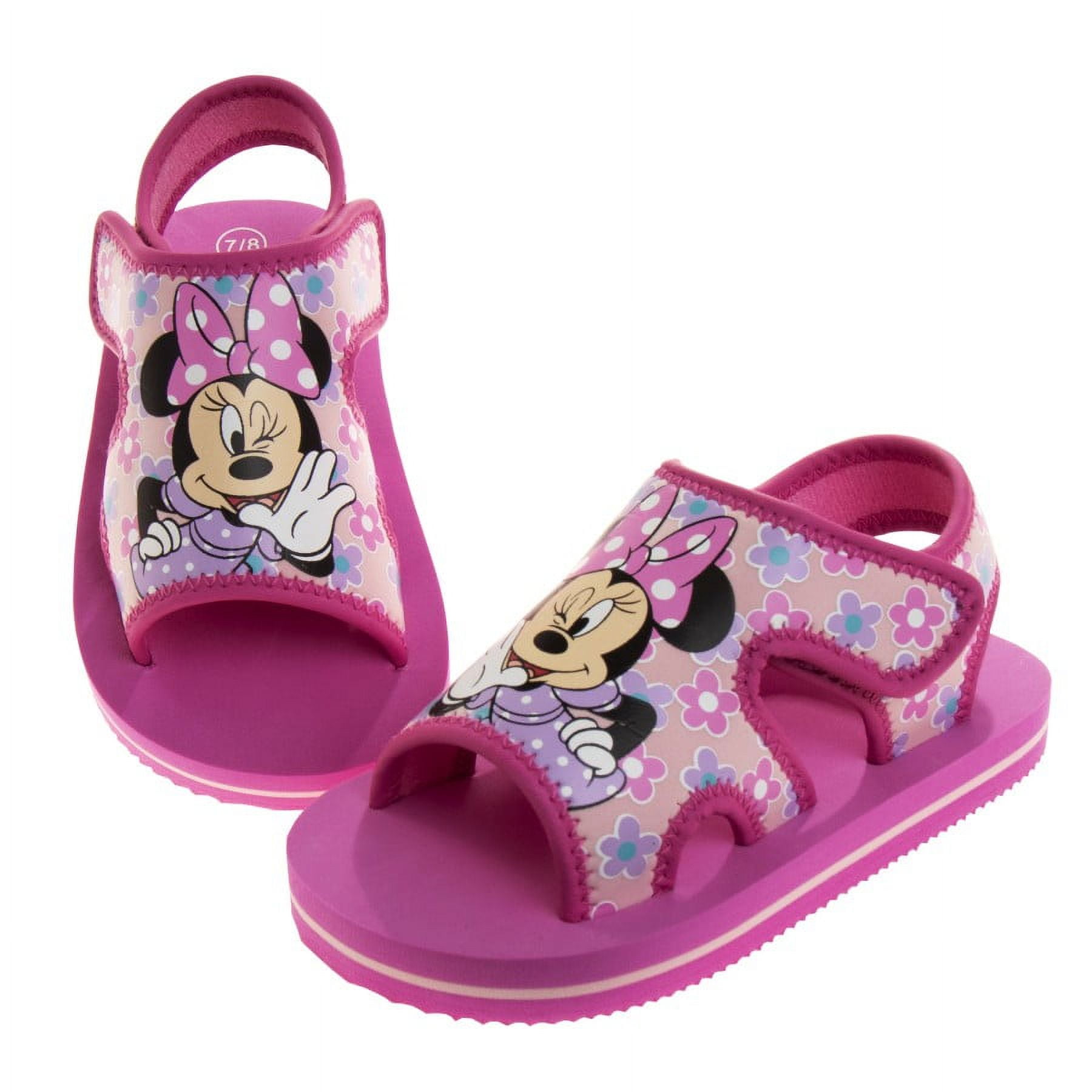 Disney Minnie Mouse Toddler Girls Hook & Loop Flat Heel Sandals - Fuchsia, 7-8