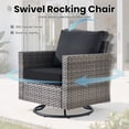 thumbnail image 3 of ODELIO 8-Piece Wicker Patio Furniture Set, PE Rattan Outdoor Conversation Set with Swivel Rocking Chairs & LED Lighted Coffee Table, Patio Seating for Backyard, Porch & Deck, Black, 3 of 8