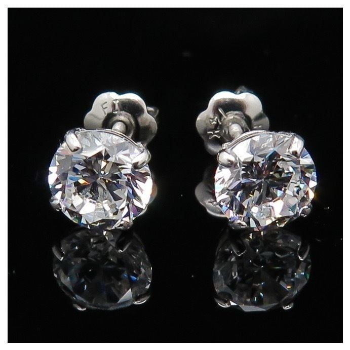 1.50 Ct Round cut Solitaire Stud Earrings Lab D Ideal Screw back 14k White Gold 