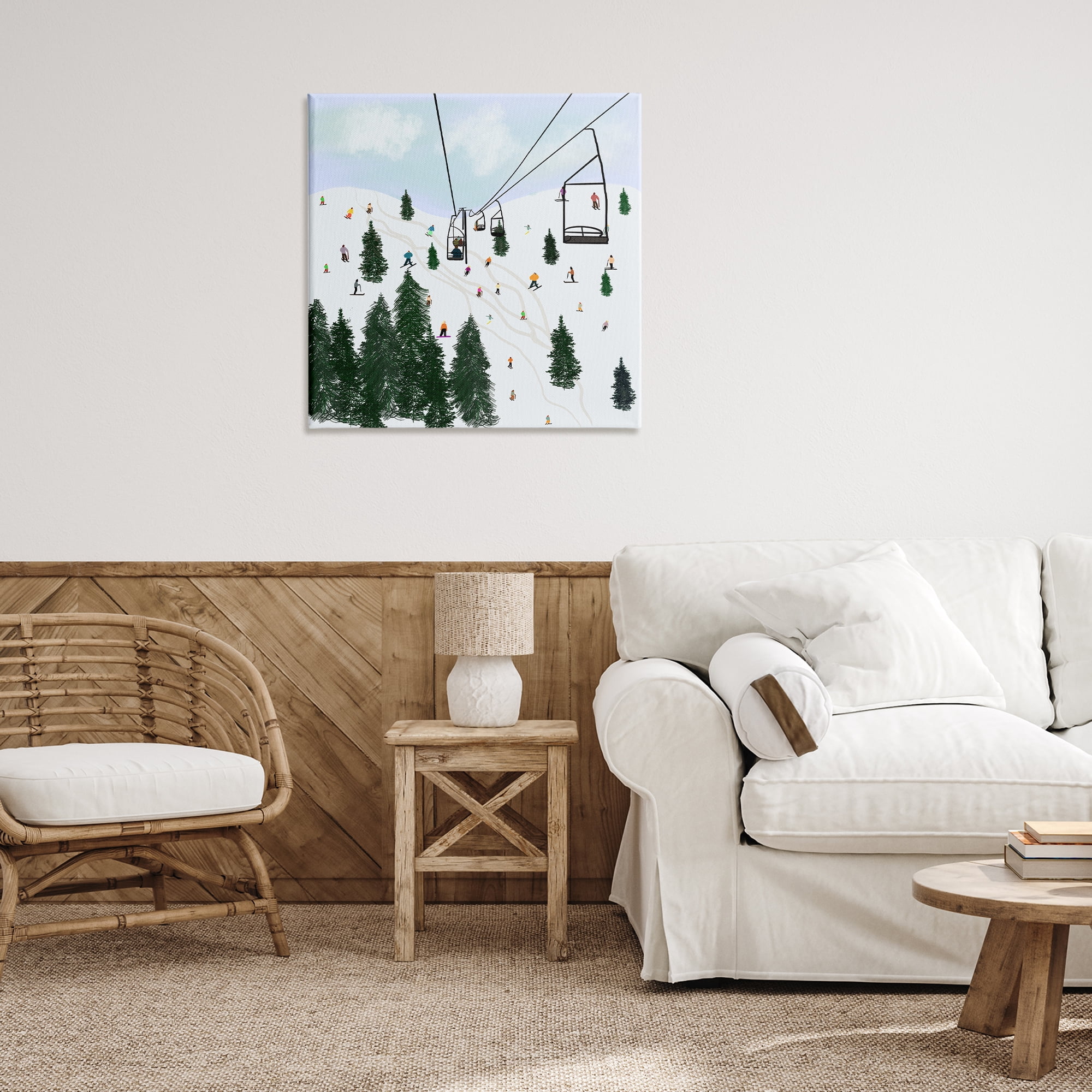 Stupell Industries Ski Lift & Slopes Landscape & Nature Painting Wrapped Canvas Art Print Wall Art, 30 x 30