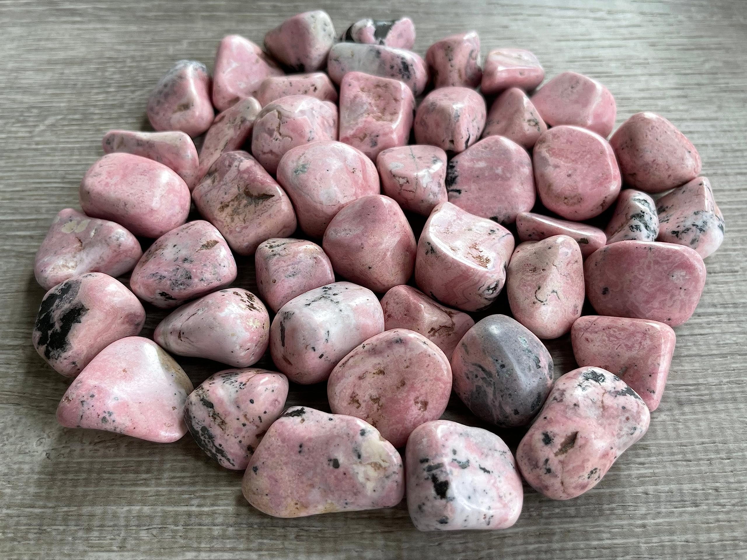 Rhodonite Tumbled Stones, Polished Rhodonite Gemstone, Rhodonite Healing Crystals (Rhodonite, 3 Pound)