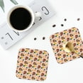 thumbnail image 4 of Yiaed ladybug and flower Print Leather Coasters for Drinks - Cup Coasters Coffee Table Kitchen Table Bar, Home & Office Gifts Handmade Drink Coasters-Square, 4 of 6