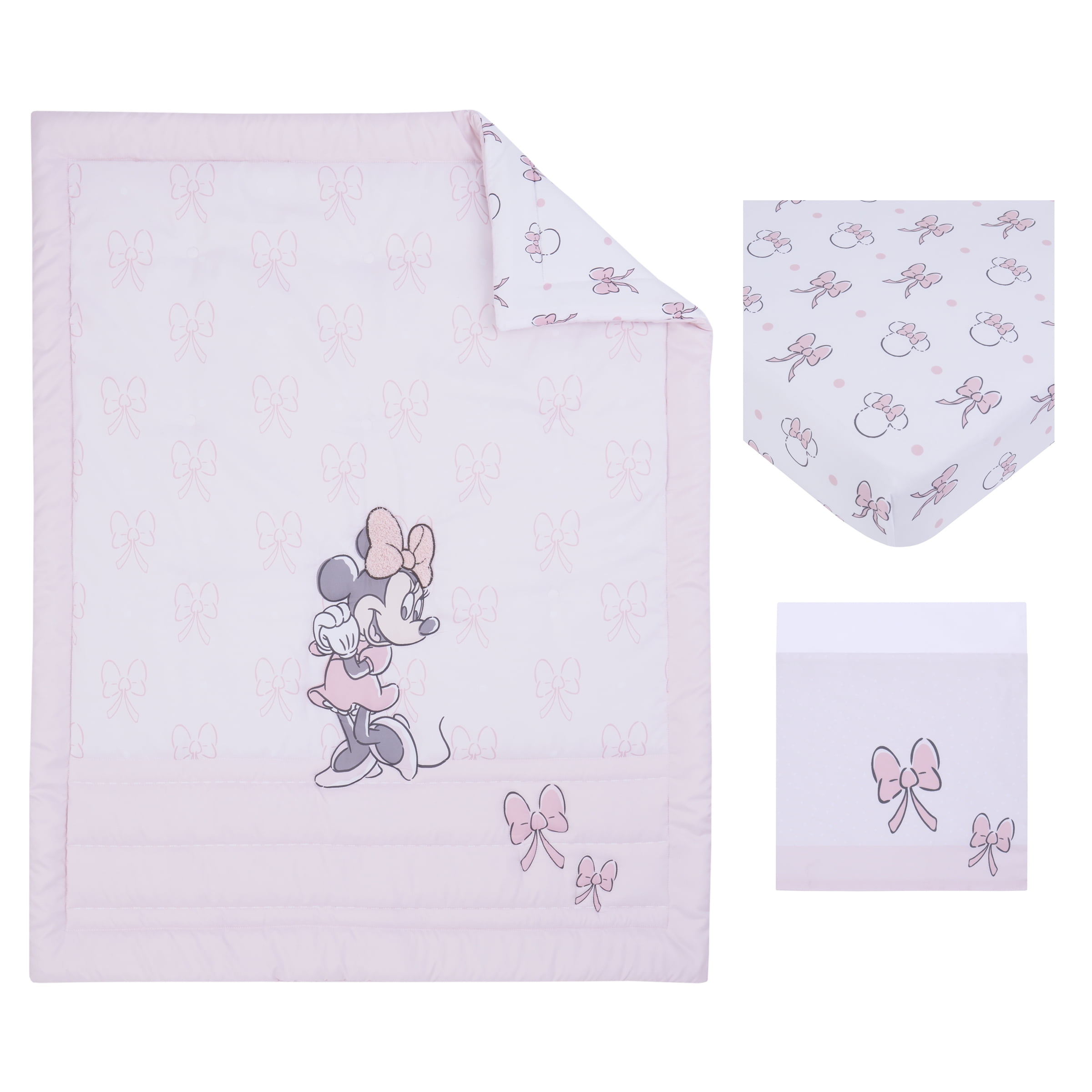 Minnie Mouse Sweet Bows 3 Piece Crib Bedding Set, Infant Girl, Pink