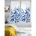 thumbnail image 2 of Elegant Leaf Sheer Curtains for Living Room Bedroom Blue Leaves Summer Botanical Plants Sheer Curtains 72 Inch Long 2 Panels Set Light Filtering Curtain Window Treatments Drapes for Dining Room, 2 of 6