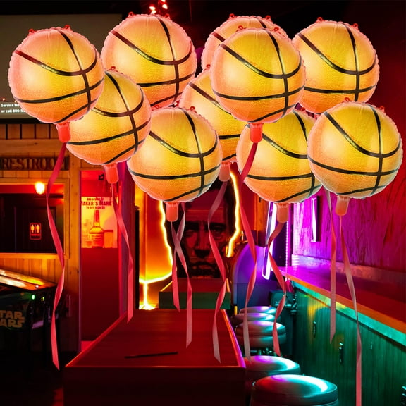 UPKOCH 10 Pcs Foil Basketball Balloons 18 Inch for Sports Birthday Party