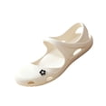 thumbnail image 2 of pwidon Women's Mary Jane Clogs Closed Toe Slip On EVA Waterproof Floral Decor Beach Pool Walking Sandals White 5, 2 of 4