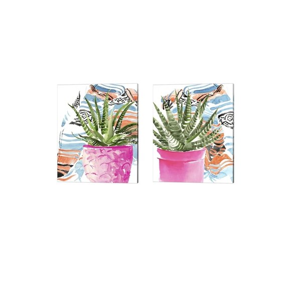 Metaverse Jennifer Parker 'Zebra Succulent' Canvas Art (Set of 2)