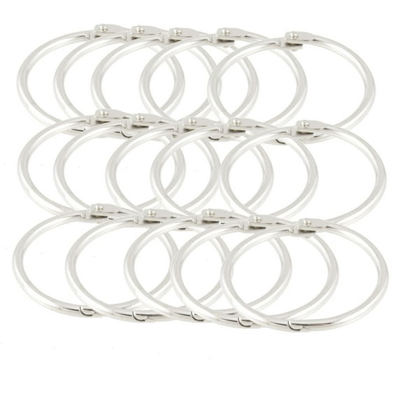 Unique Bargains Unique Bargains 15 Pcs Silver Tone Metal 1.8" Loose Leaf Looseleaf Bundle Book Rings Keyrings