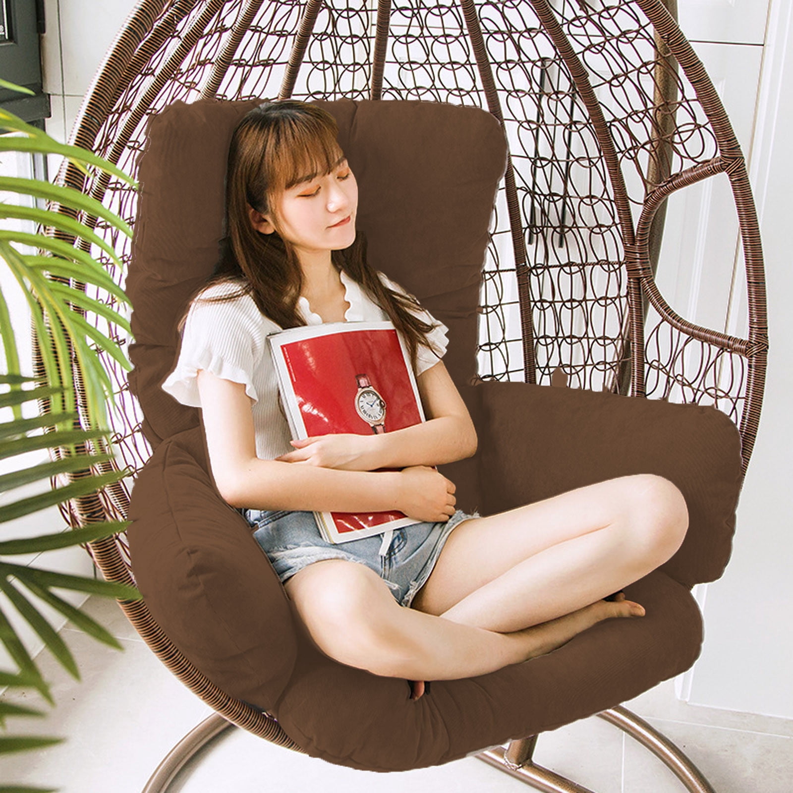 DAMAI Egg Chair Replacement Cushion,Removable & Washable Outdoor Indoor Hanging Chair Swing Cushions,Patio Hammock Haning Basket Chair Cushions Pads, ONLY Cushion (Coffee)
