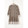 thumbnail image 5 of Women's Khaki Leopard Print V-Neck Long Sleeve Mini Dress for Daily Wear | 4X, 5 of 12