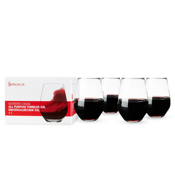 Spiegelau Authentis Wine Glasses, Set of 4, European-Made Lead-Free  Crystal, Modern Stemless, Dishwasher Safe, Professional Quality Stemless  Wine 