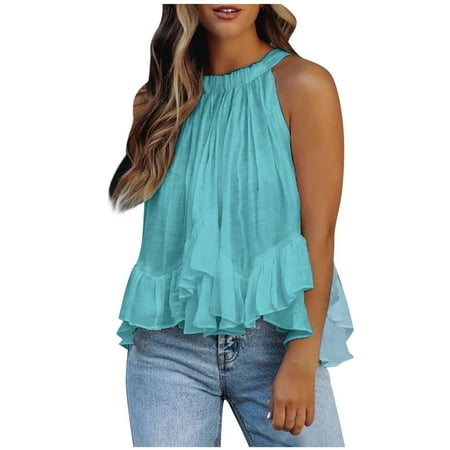 

GWAABD Yoga Bra Women s Blouse Fashion Casual Sleeveless Solid Sling Top