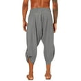 thumbnail image 2 of Men's Casual Pants Men Spring and Summer Pant Trouser Casual All Solid Color Fashion Loose Beach Pants Grey 3XL, 2 of 7